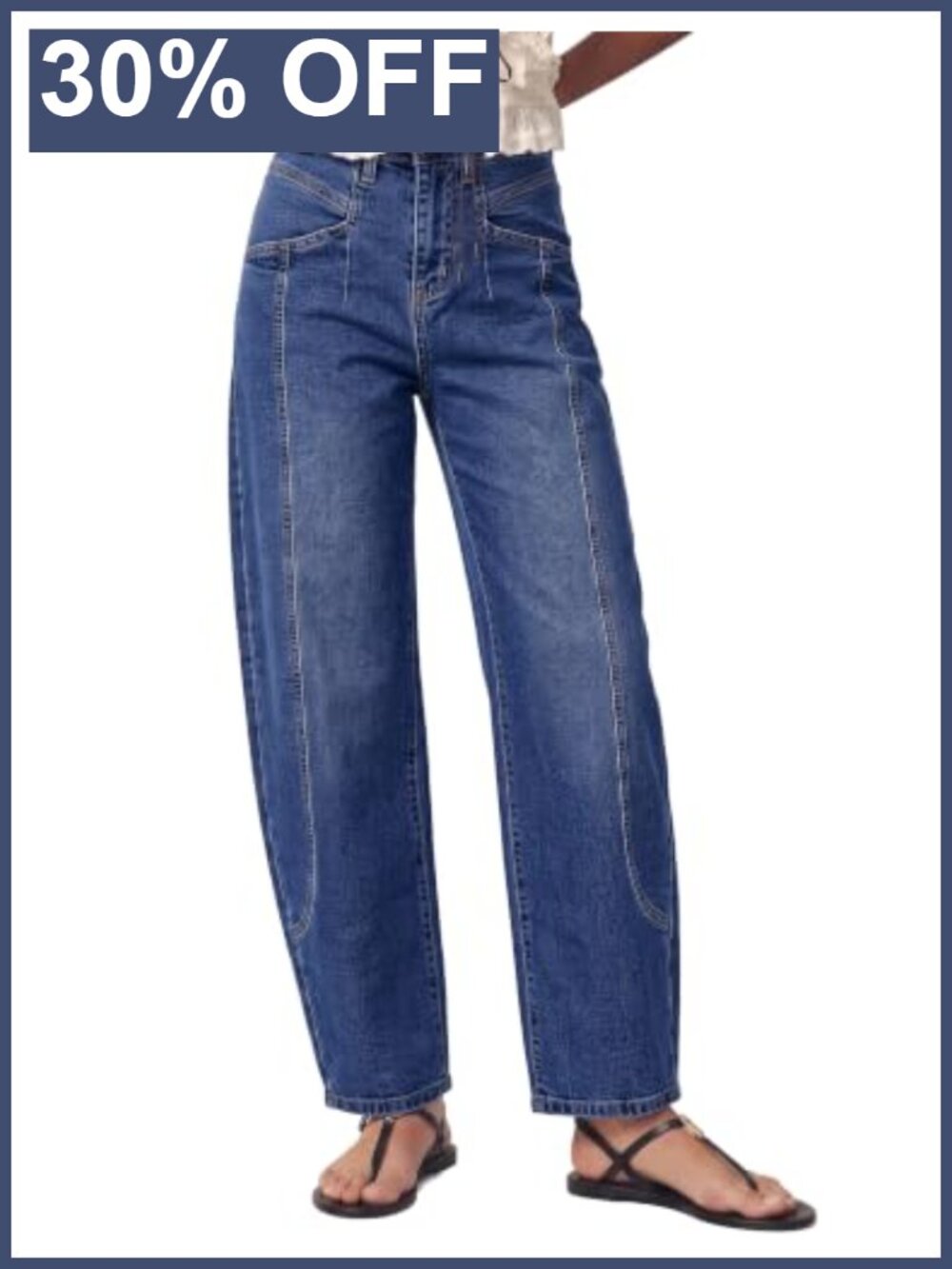 High Waisted Barrel Leg Stretchy Ankle Jeans Women's Denim Pants